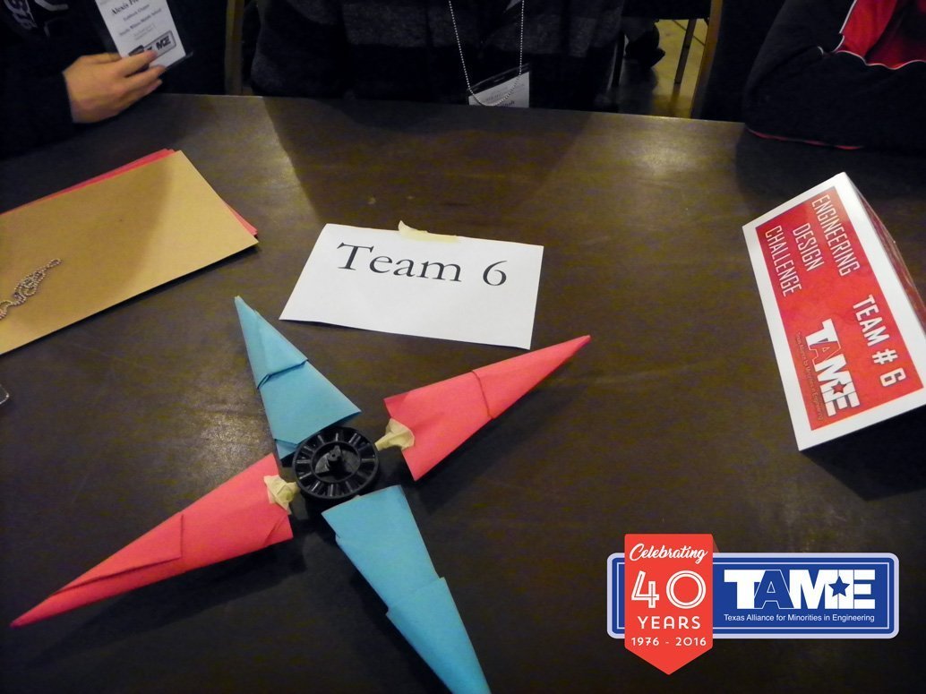 A prototype of a Wind Turbine made from cardstock and craft supplies. From the Engineering Design Challenge at the 2017 State STEM Competition in San Antonio, TX.